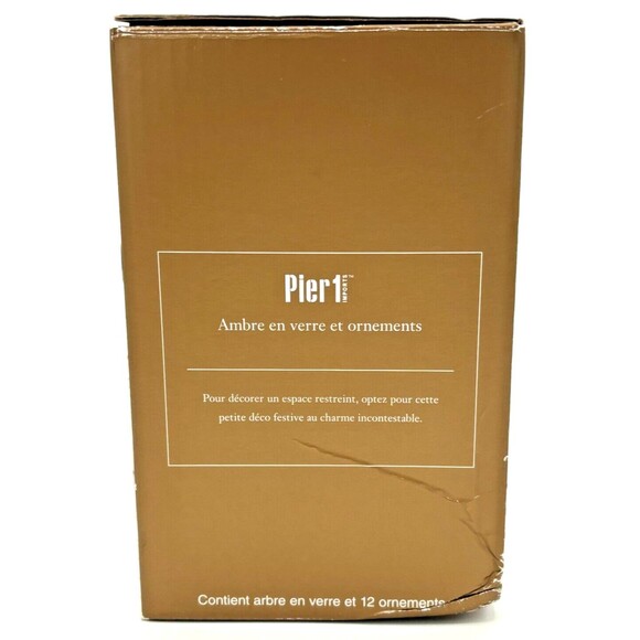 Pier 1 Imports Blown Art Glass Christmas Tree With 12 Min Glass Ornaments 6" h - Picture 4 of 11